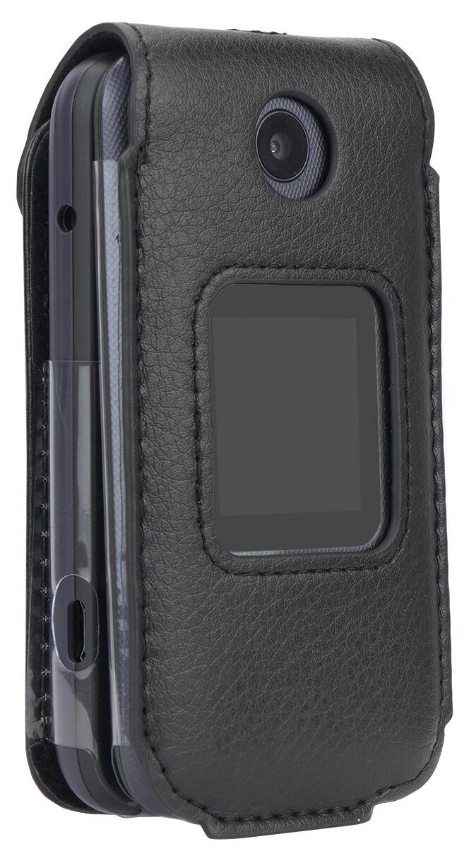 Alt View 2. Nakedcellphone - Vegan Leather Case with Belt Clip for Alcatel Go Flip 4, TCL FLIP Pro, TCL Classic, TCL Flip Go - Black.