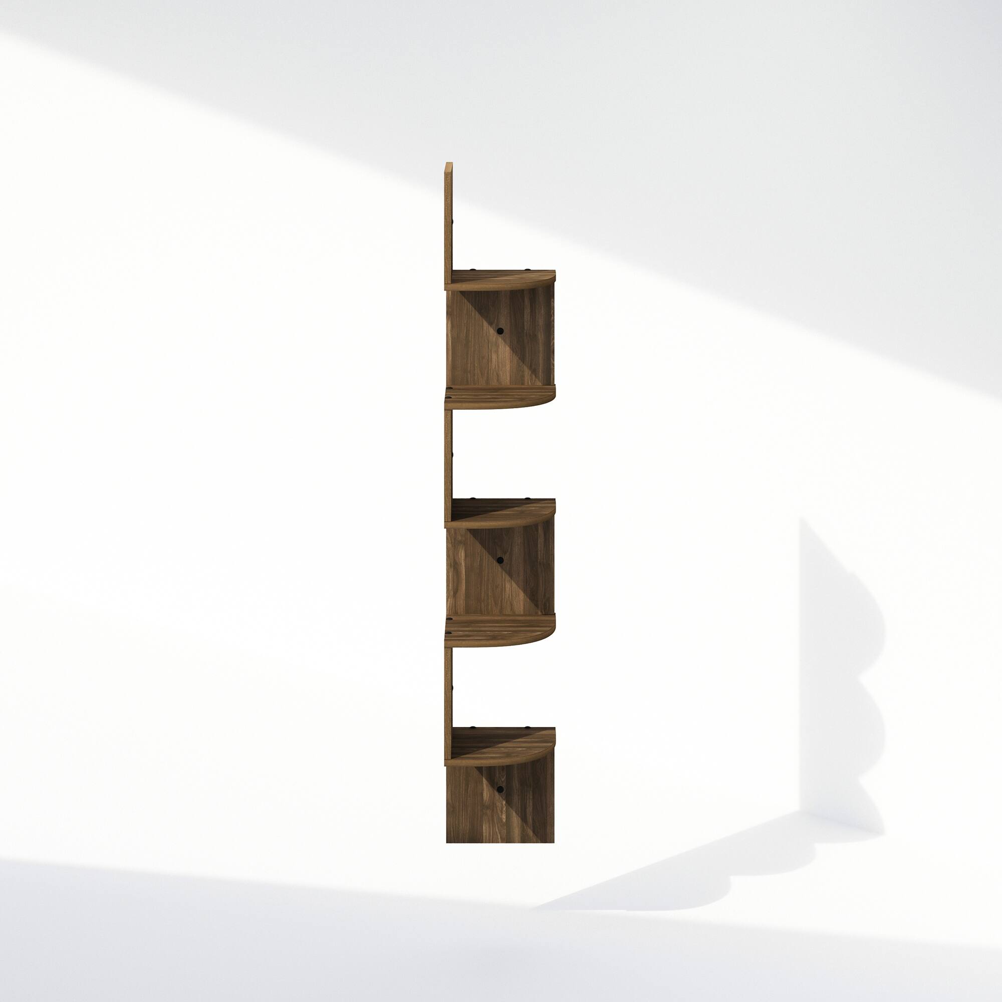 Alt View 2. Furinno - 5-Tier Floating Corner Shelf, Wall Mount Shelves for Storage and Display - Columbia Walnut.