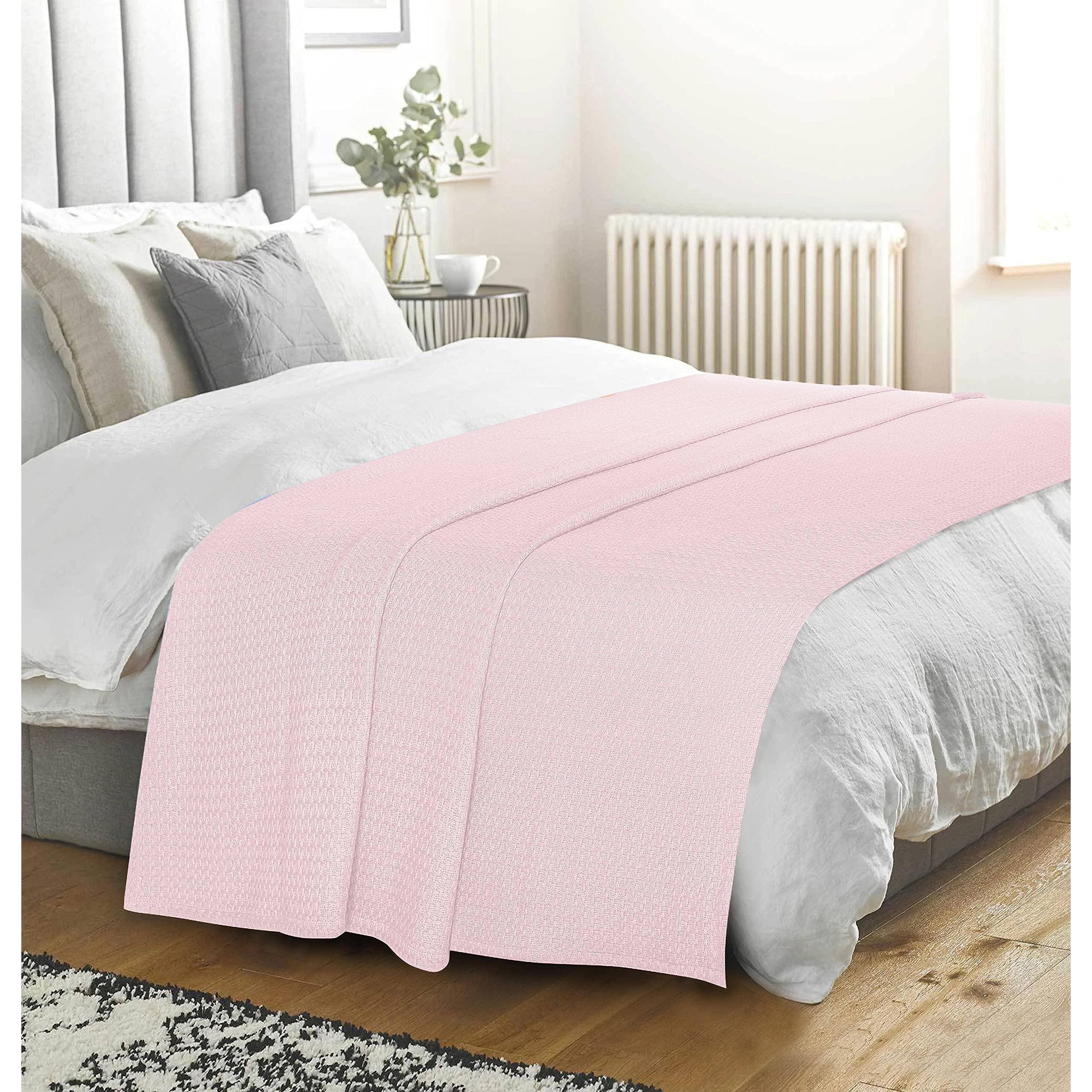 Alt View 4. Dapper Styles - 100 Cotton Bed Blanket Breathable Blankets For Layering Any All Season - Coral-King (102 in x 90 in).