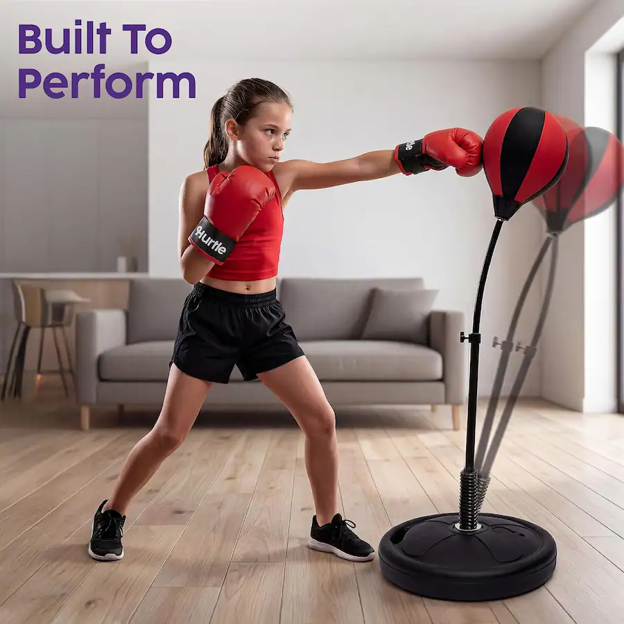 Red Max Exerciser Hurtle Punching Bag with Stand for Adults & Teen, Adjustable ...