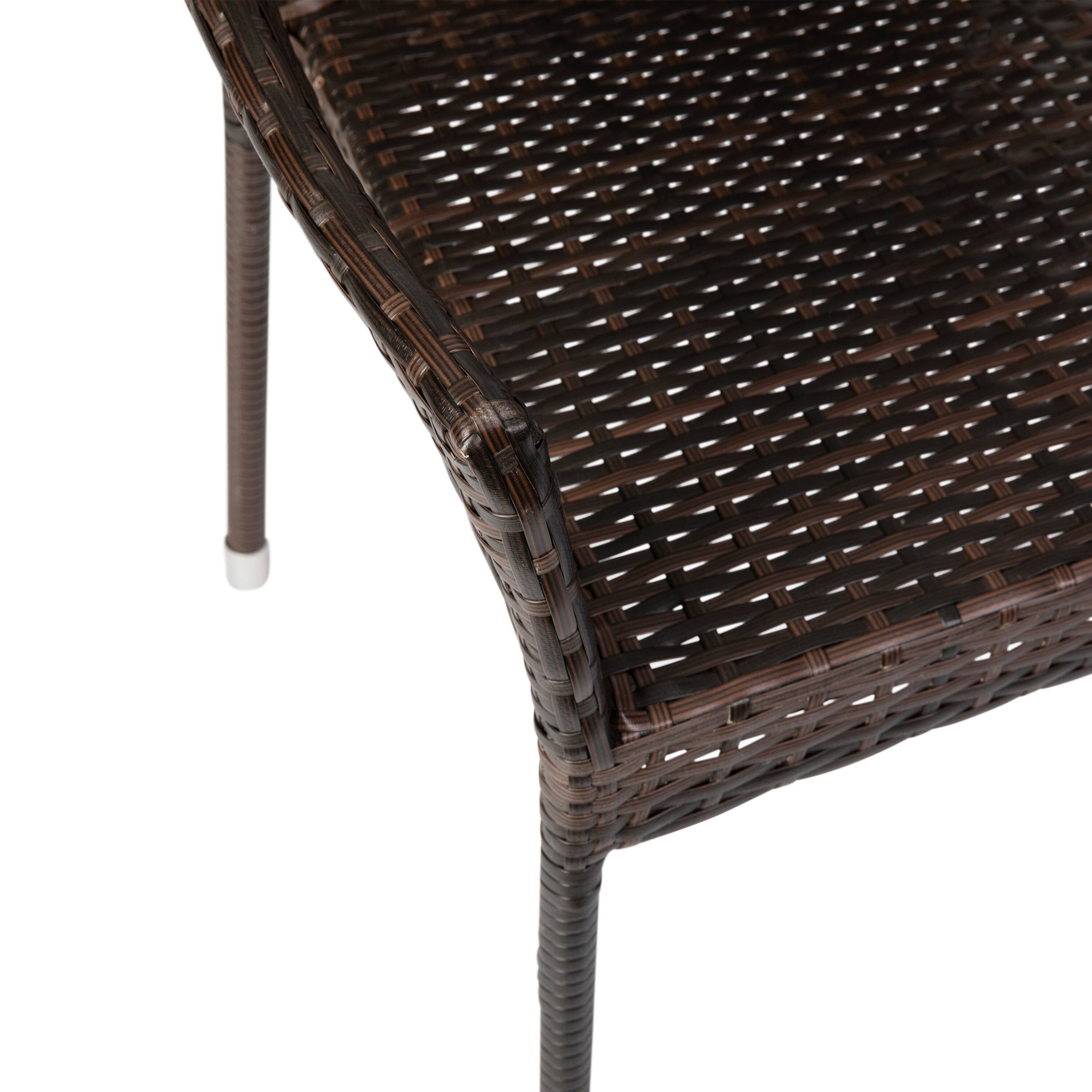Alt View 10. Emma + Oliver - Embry All-Weather Indoor/Outdoor Stacking Patio Dining Chairs with Steel Frame and Weather Resistant PE Rattan - Espresso.