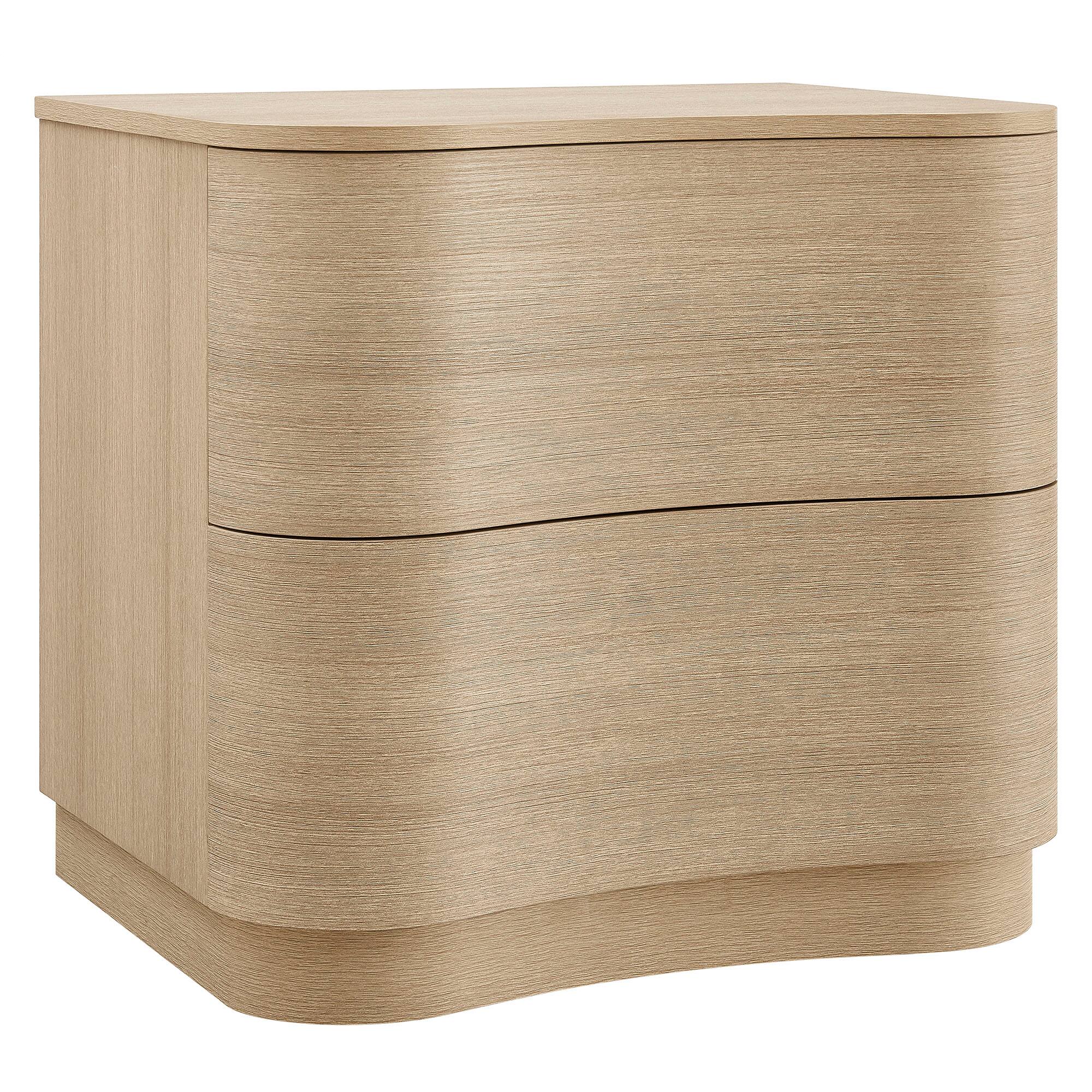 Angle. Modway - Mirae 2-Drawer Curved Nightstand by Modway - Brushed Light Oak.