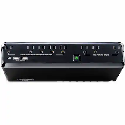 BATTERY SUPPORTED AND SURGE PROTECTED OUTLETS
SURGE PROTECTED OUTLETS
USB CHARGER 2.4A
CyberPower
700VA