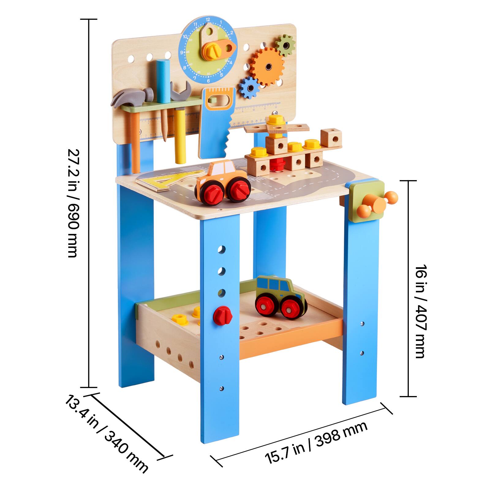 27.2 in / 690 mm  
16 in / 407 mm  
13.4 in / 340 mm  
15.7 in / 398 mm