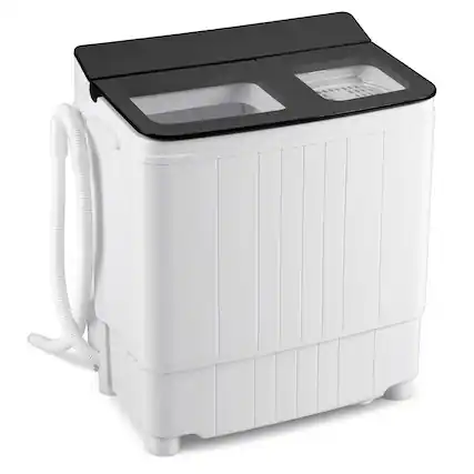 Front. Costway - Costway 18 lbs Mini Laundry Machine with 11 LBS Washer&7 LBS Spinner Combo, Twin Tub Washer - Gray & White.