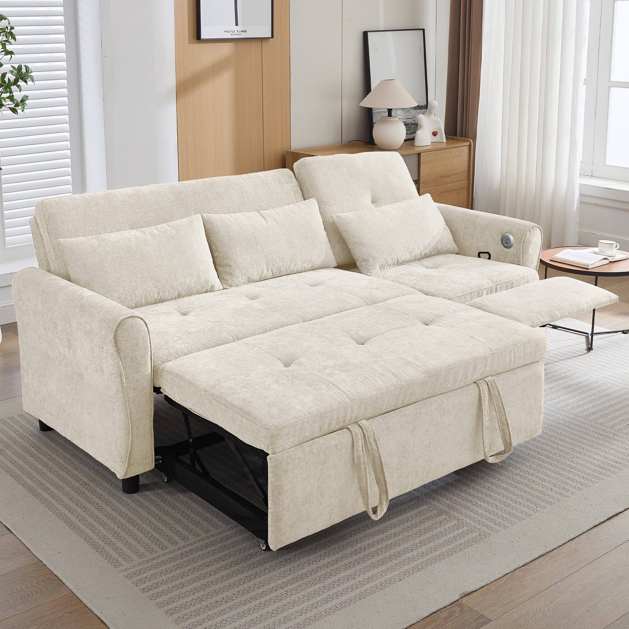 Alt View 4. Boyel Living - 2-in-1 Sofa 82 inch Three-seater Sofa with a Sofa Bed and a Reversible Recliner Sofa for Living Room Beige - Beige.