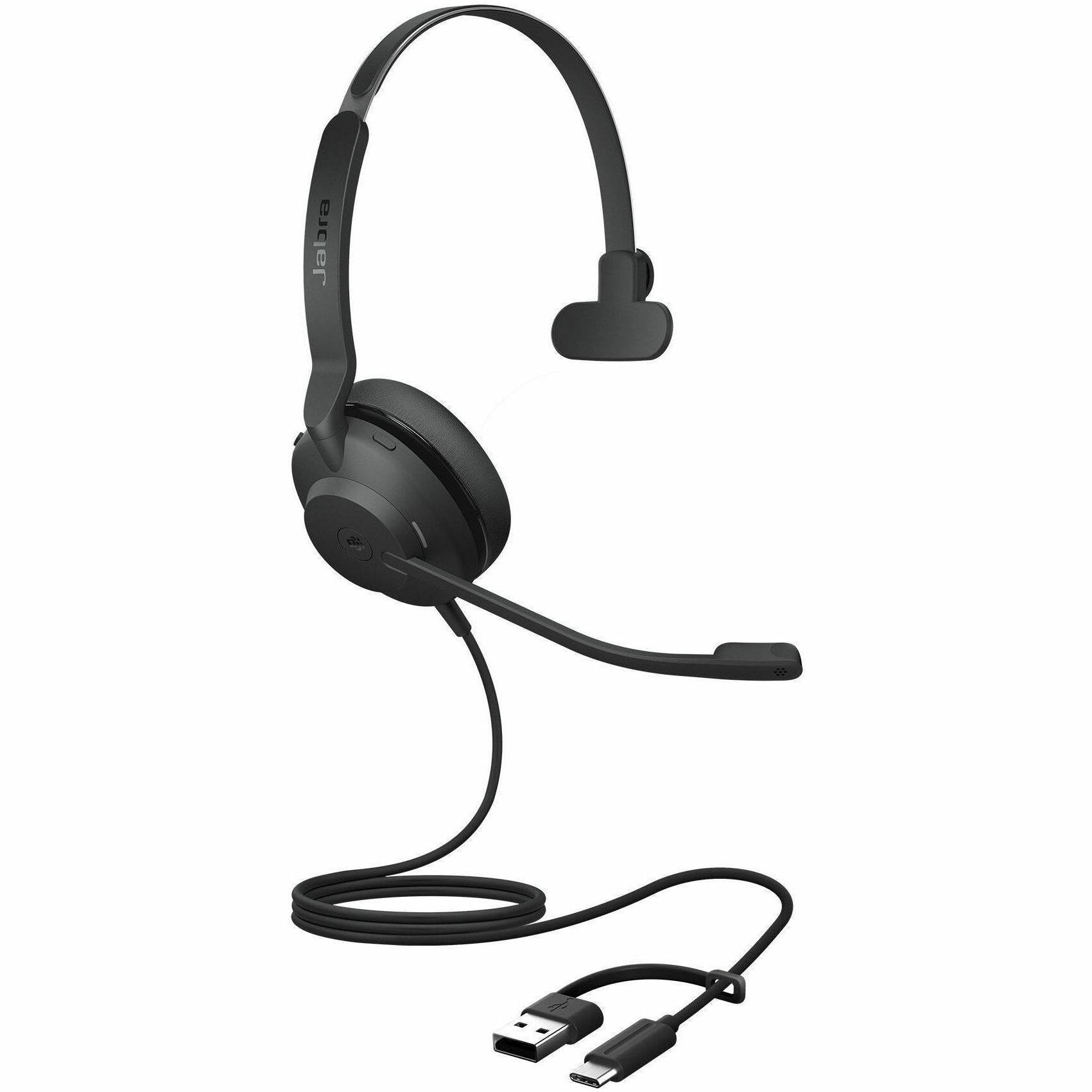 Alt View 2. Jabra - Jabra Evolve2 30 SE Headset - Microsoft Teams Certification - Mono - USB Type C, USB Type A - Wired - 20 Hz to 20 kHz - Red.
