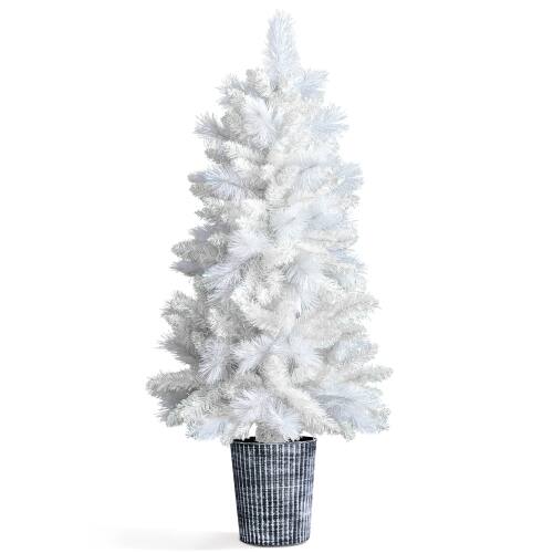 Alt View 1. Winado - 2PCS 4FT Artificial Christmas Flocked Small Tree with Plastic Pot Stand, Branch for Indoor Holiday Party Room Decoration - White.
