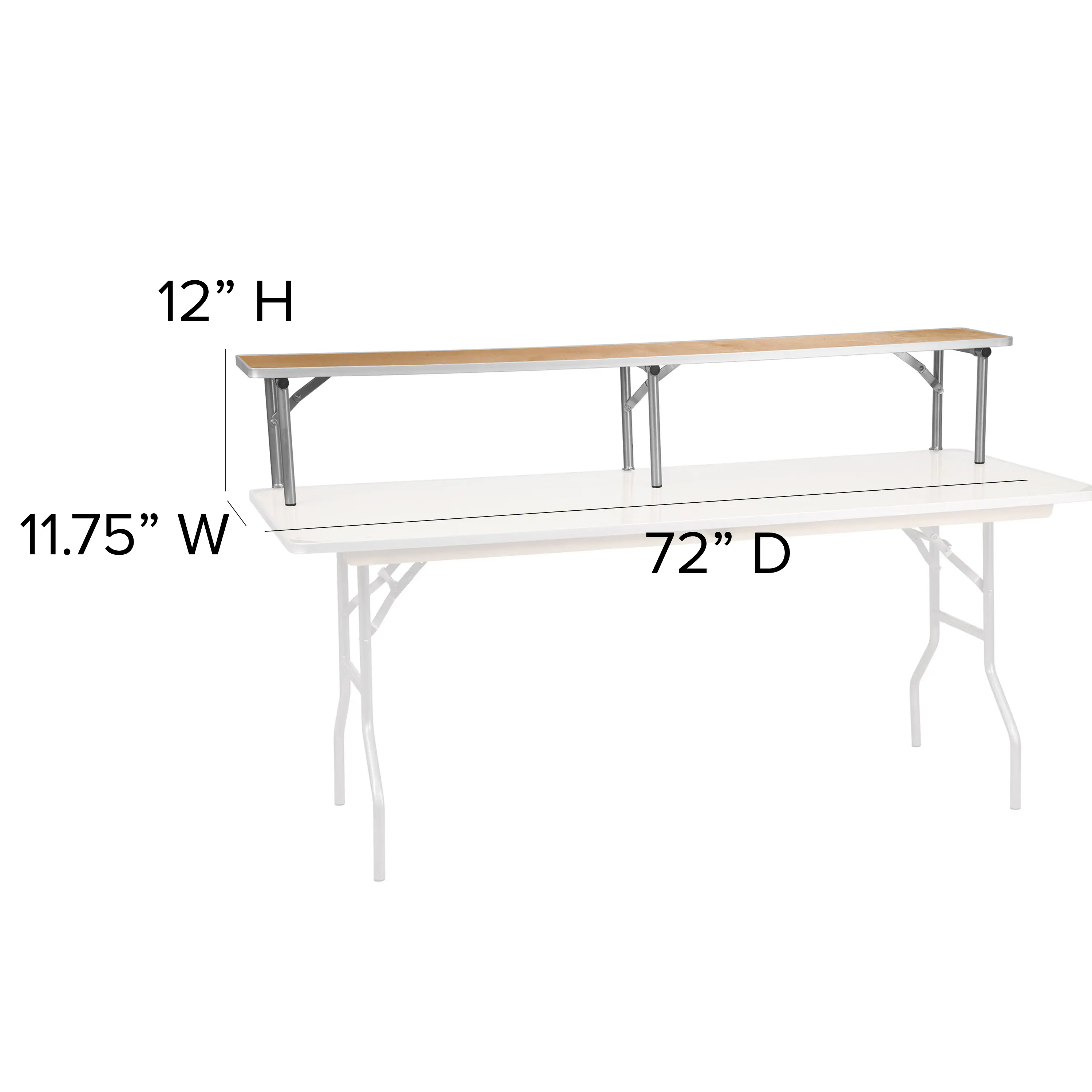 Alt View 14. Alamont Home - 72'' x 12'' x 12'' Birchwood Bar Top Riser with Silver Legs - Natural.