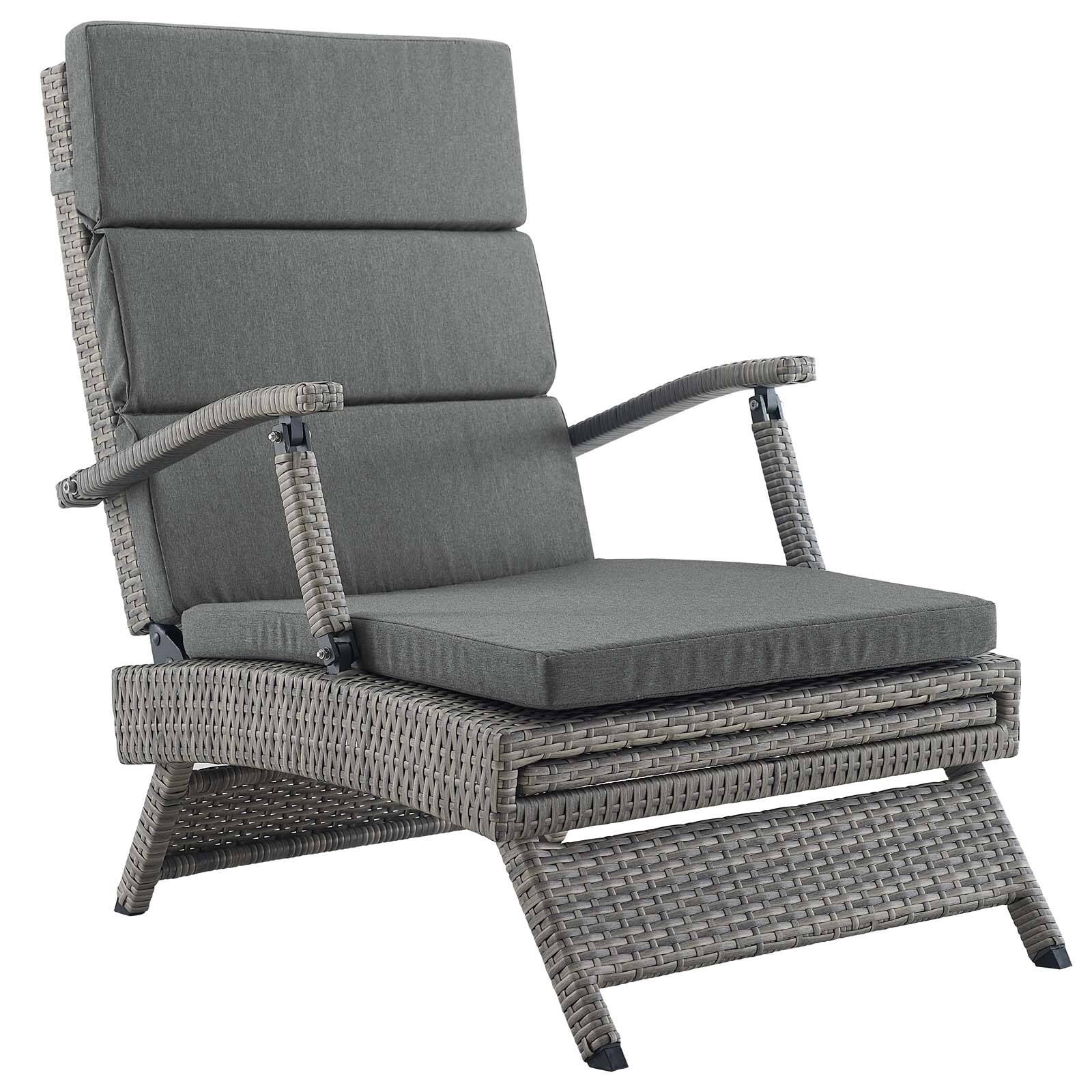 Alt View 3. Modway - Envisage Chaise Outdoor Patio Wicker Rattan Lounge Chair by Modway - Light Gray Charcoal.