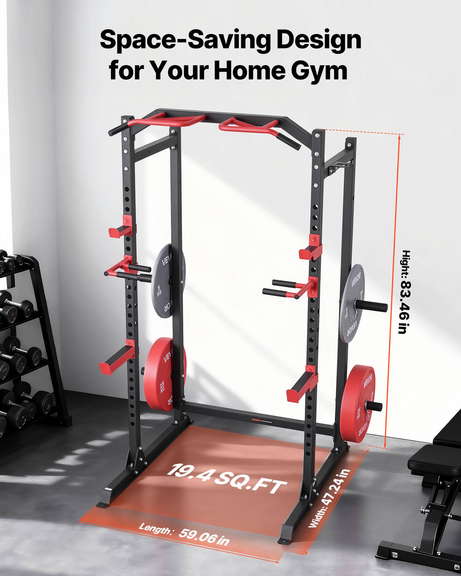 Space-Saving Design for Your Home Gym

- 19.4 SQ. FT
- Length: 59.06 in
- Width: 47.24 in
- Height: 83.46 in