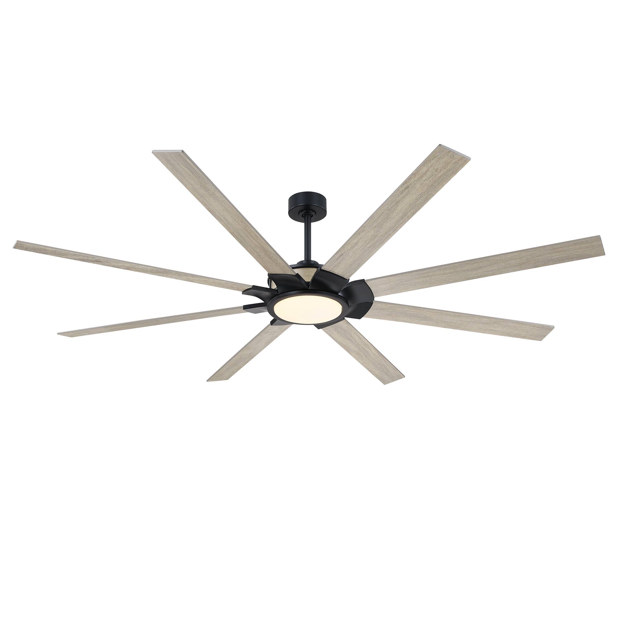 Alt View 3. Parrot Uncle - 84 Inch Industrial 8 Blades Large Windmill Ceiling Fan with Dimmable LED Light and Remote - Black.