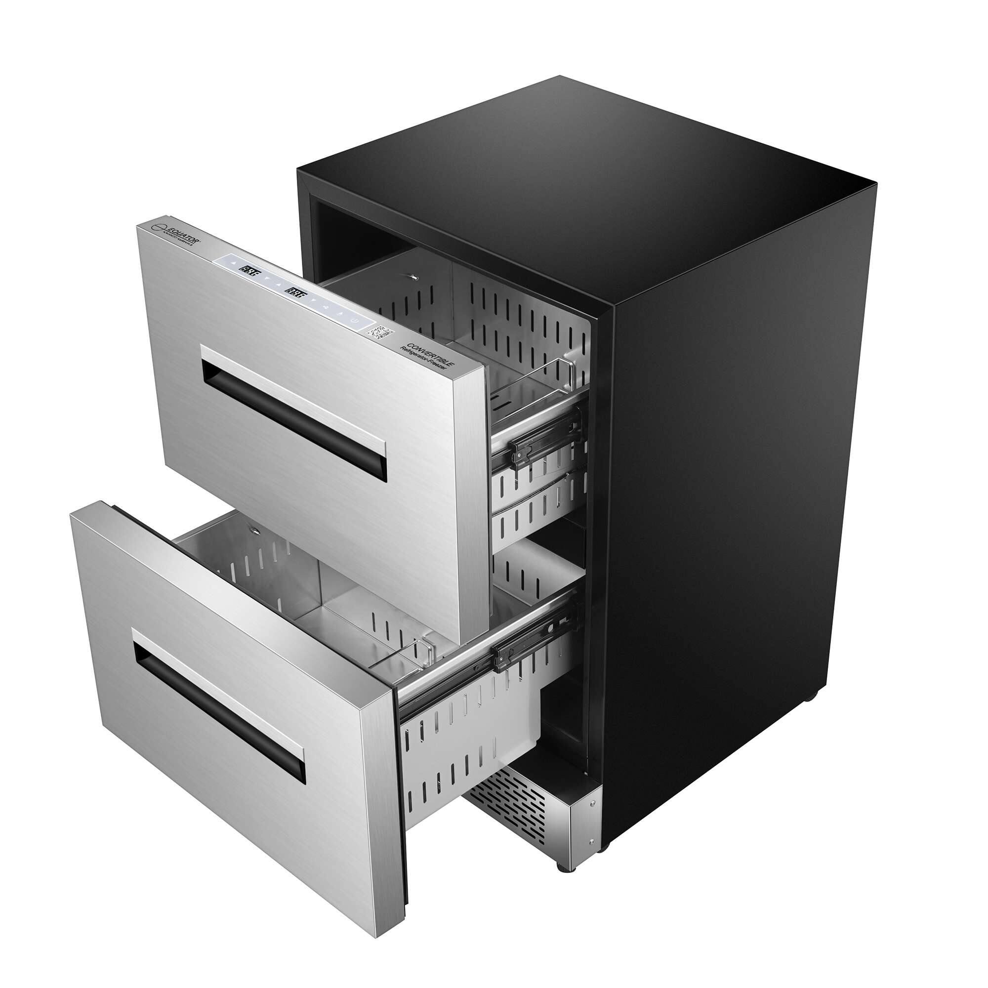 Alt View 5. Equator - Equator 24" 5.3 cf. Indoor Outdoor Refrigerator | Dual Zone CONVERTIBLE Freezer Drawer Refrigerator Built in/FS IPX4 - Stainless Steel.