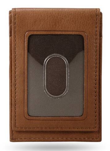 Alt View 2. Rico Industries - Cleveland Indians Baseball "C" Embossed Premium Brown Leather Front Pocket Money Clip Wallet - Multi.