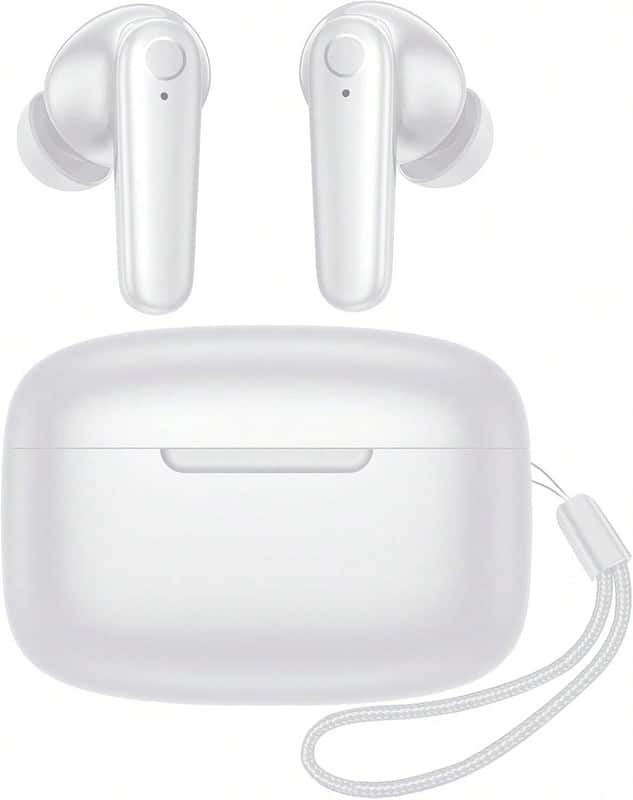 SKRAN - Wireless Earbuds Bluetooth 5.4 Headphones - 60H Playtime Deep Bass Stereo Ear Buds with Mic,Lightweight In Ear Earphones - White