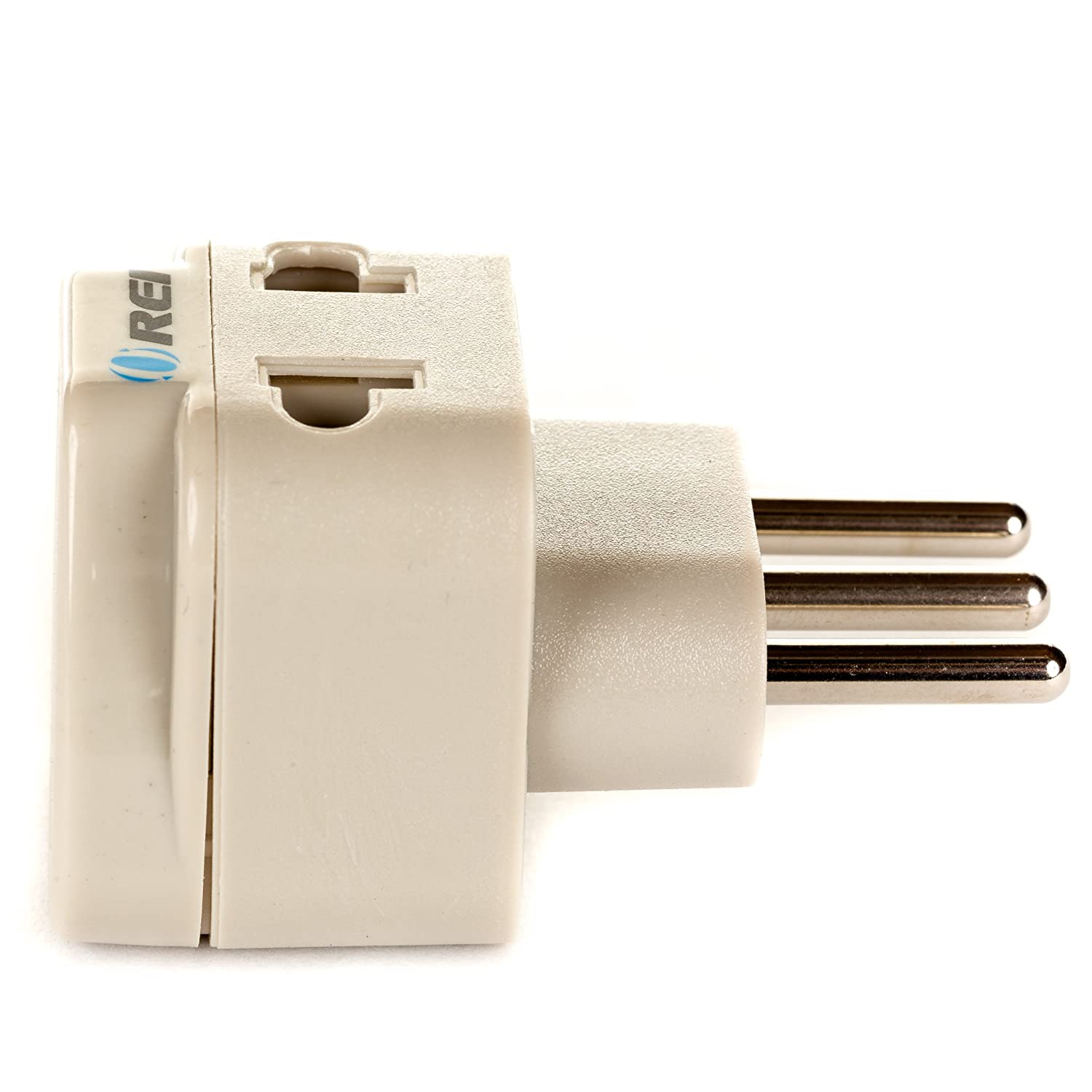 Back. Orei - OREI Grounded Universal 2-in-1 Plug Adapter – Type L for Italy, Uruguay & More - Beige.