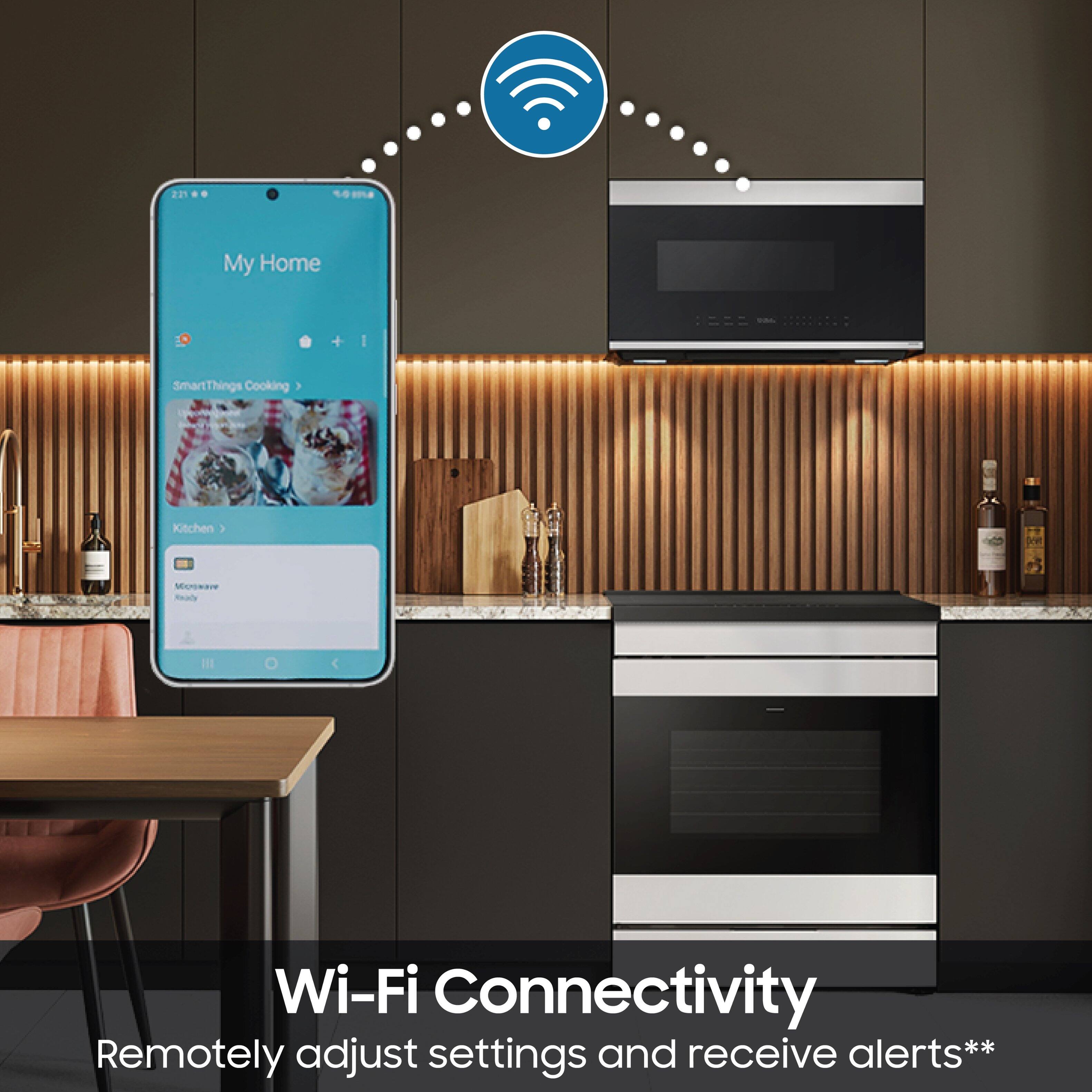 "My Home + SmartThings Cooking > Kitchen > Wi-Fi Connectivity: Remotely adjust settings and receive alerts."
