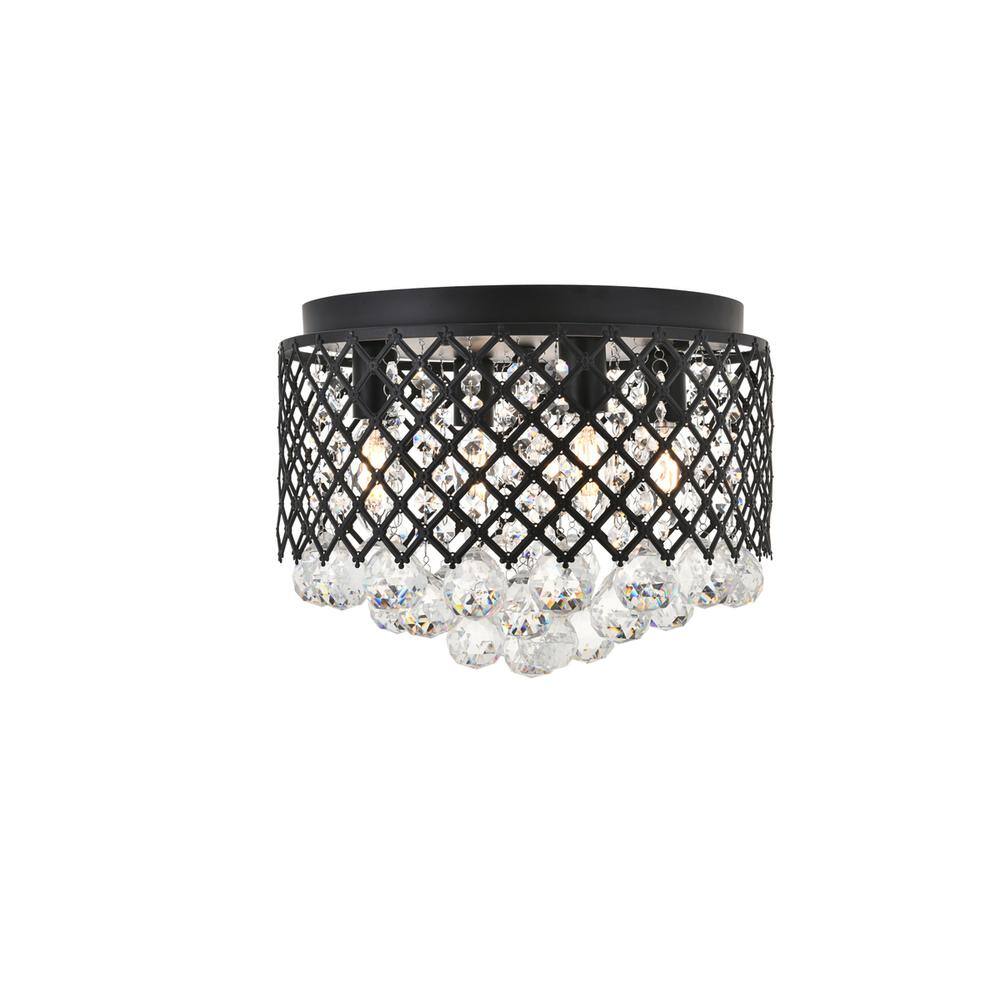 Alt View 7. Living District - Tully 4 light Matte Black Flush Mount - Matte Black And Clear.