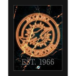 Fan Creations - Miami Dolphins 12'' x 16'' Framed Circle Logo Print - Black