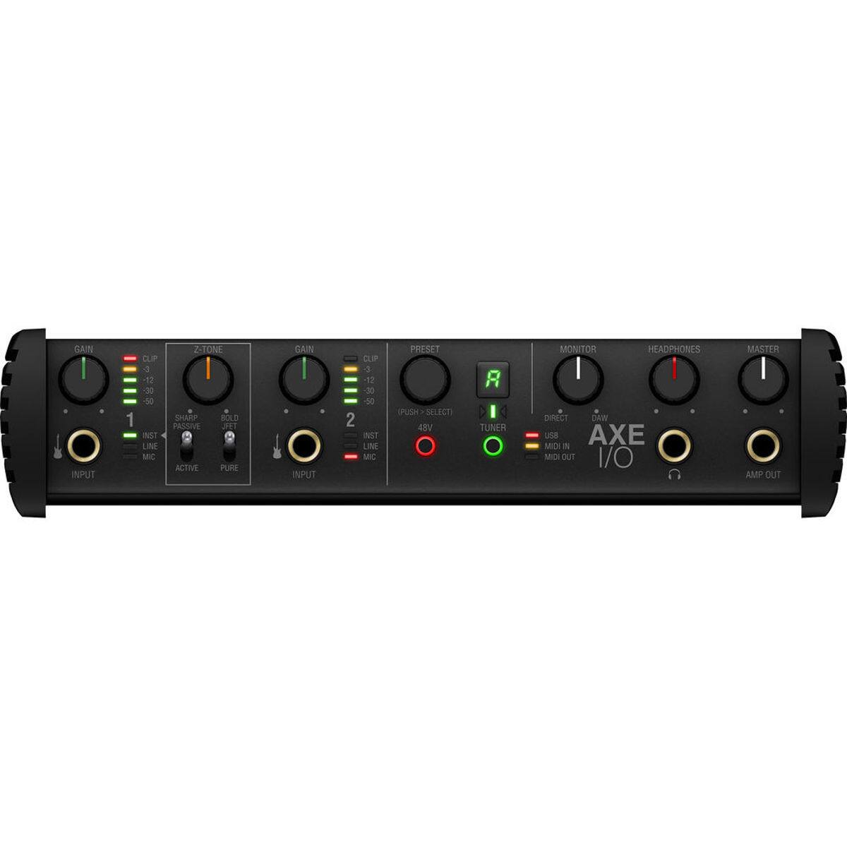 BAIN I INPUT 1 CLIP -12 30 -50 INST LINE MIC Z-TONE I SHARP BOLD PASSIVE JFET ACTIVE PURE GAIN INPUT 2 CLIP 3 32 30 50 INST LINE MIC PRESET (PUSH SELECT) 45V 8 I TUNER MONITOR HEADPHONES I DIRECT DAW USB MIDI I/O MASTER AMP OUT