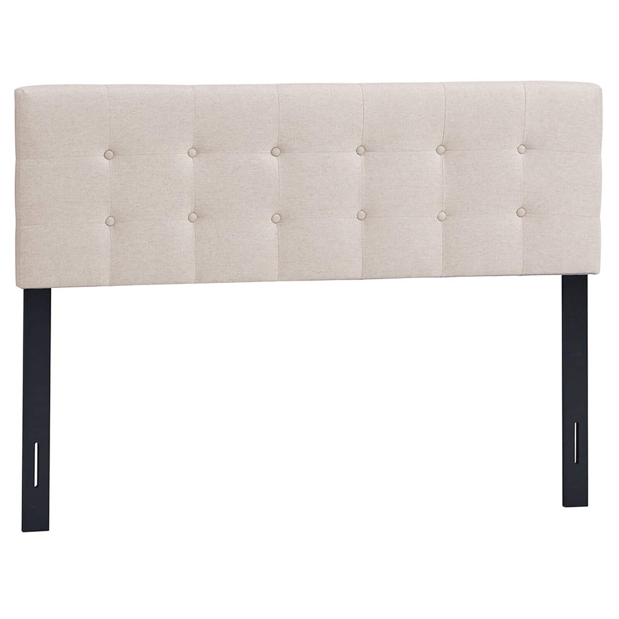 Gymax - Full/Queen Size Headboard Linen Fabric Upholstered Button Tufted Solid Wood Leg - Beige