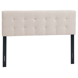 Gymax - Full/Queen Size Headboard Linen Fabric Upholstered Button Tufted Solid Wood Leg - Beige
