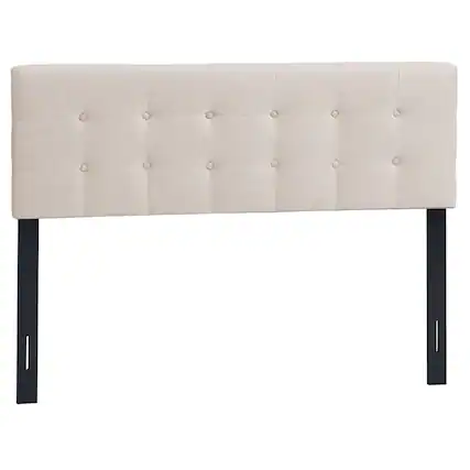 Front. Gymax - Gymax Full/Queen Size Headboard Linen Fabric Upholstered Button Tufted Solid Wood Leg - Beige.