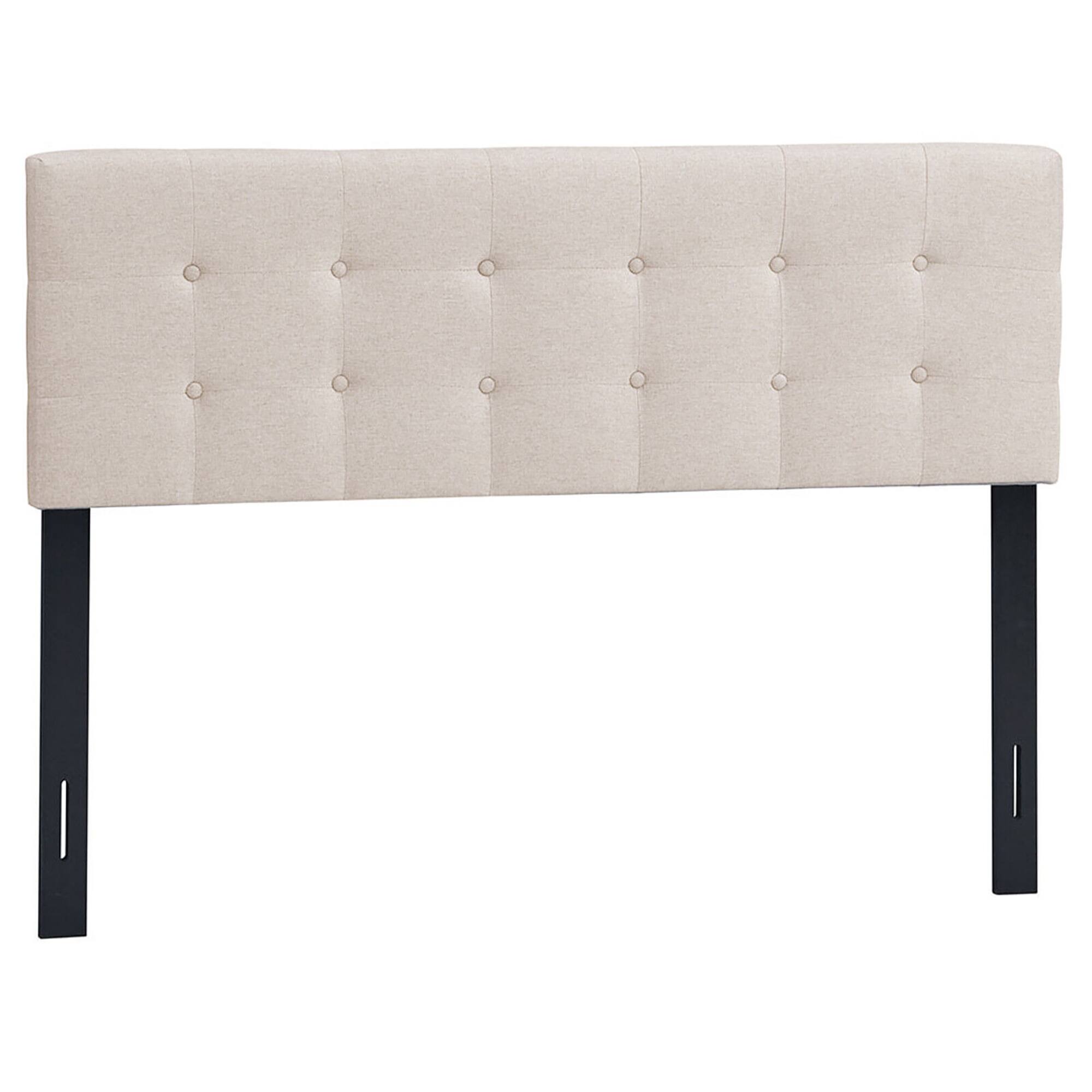Front. Gymax - Gymax Full/Queen Size Headboard Linen Fabric Upholstered Button Tufted Solid Wood Leg - Beige.