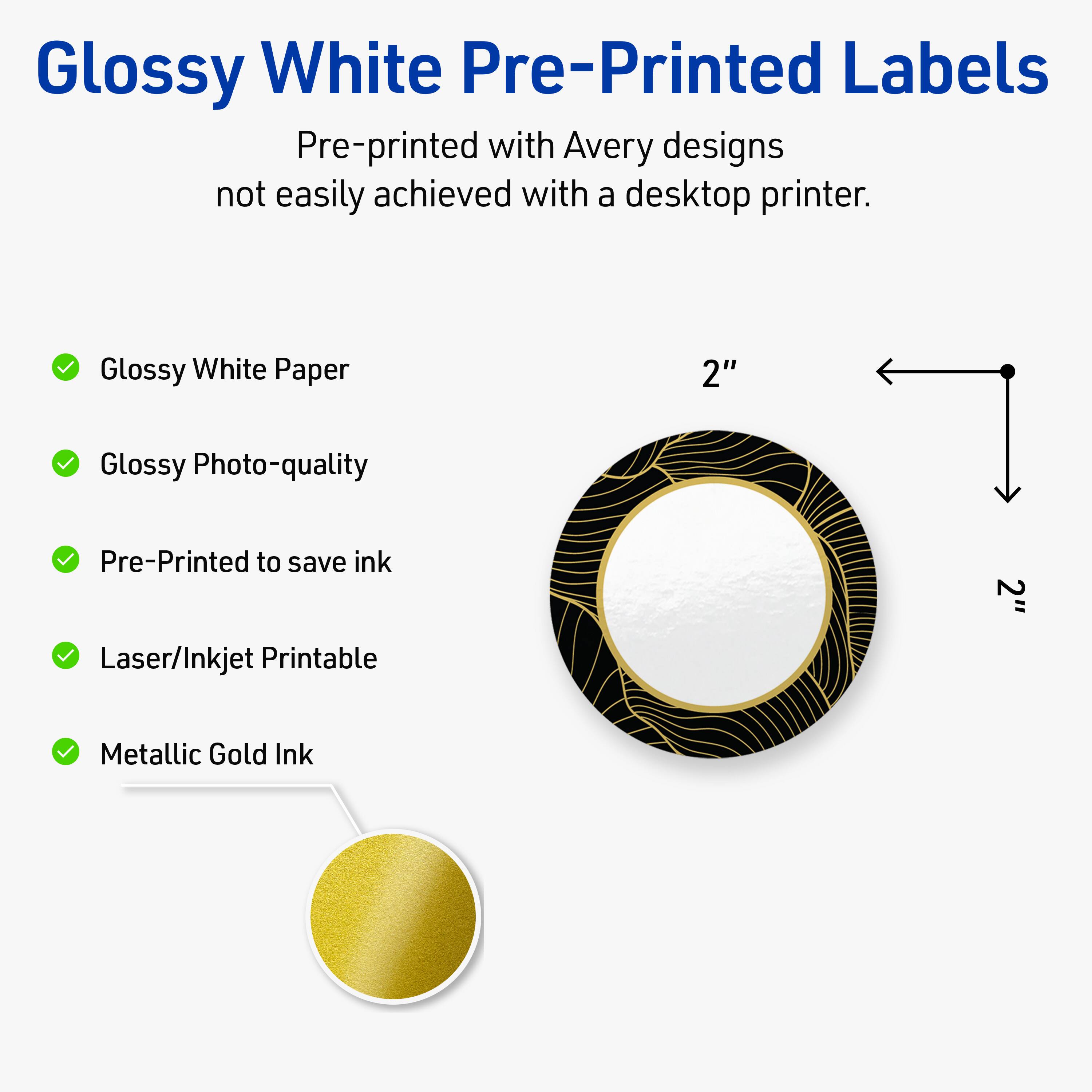Glossy White Pre-Printed LabelsPre-printed with Avery designs not ...