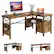 Alt View 3. Bestier - 60"Reversible Farmhouse L Shaped Desk with Storage Cabinet,Bookshelf & Headphone Hook,Gaming & Home Office Desk - Brown.