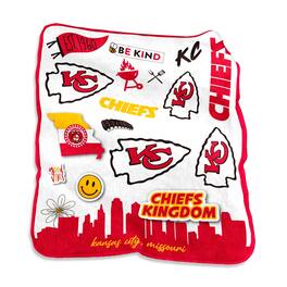 Logo Brands - Kansas City Chiefs 50'' x 60'' Native Raschel Plush Throw Blanket - Multicolor