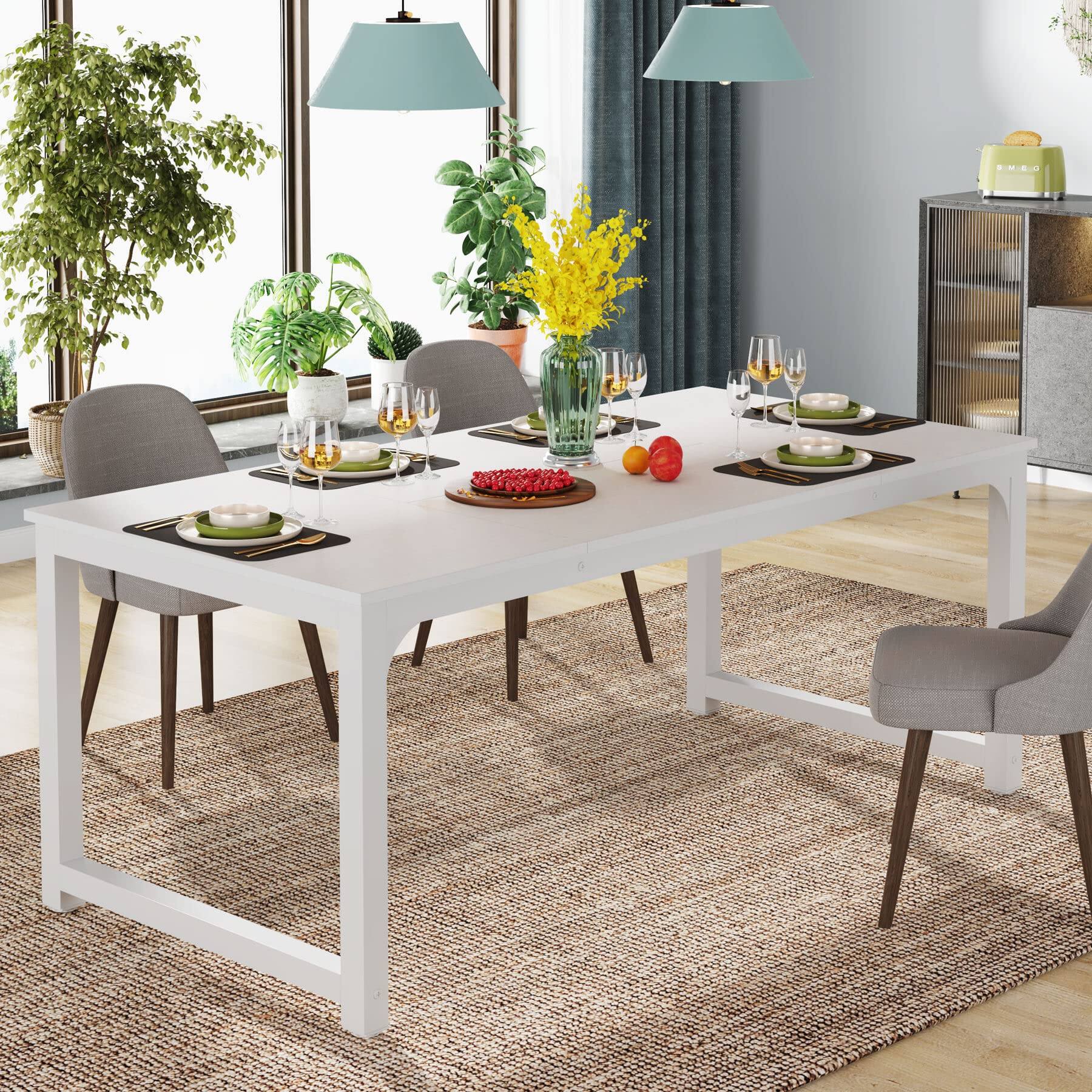 Alt View 2. Tribesigns - Modern Computer Desk, 63 x 31.5 inch Large Executive Office Desk Computer Table Study Writing Desk Workstation for Home - White.