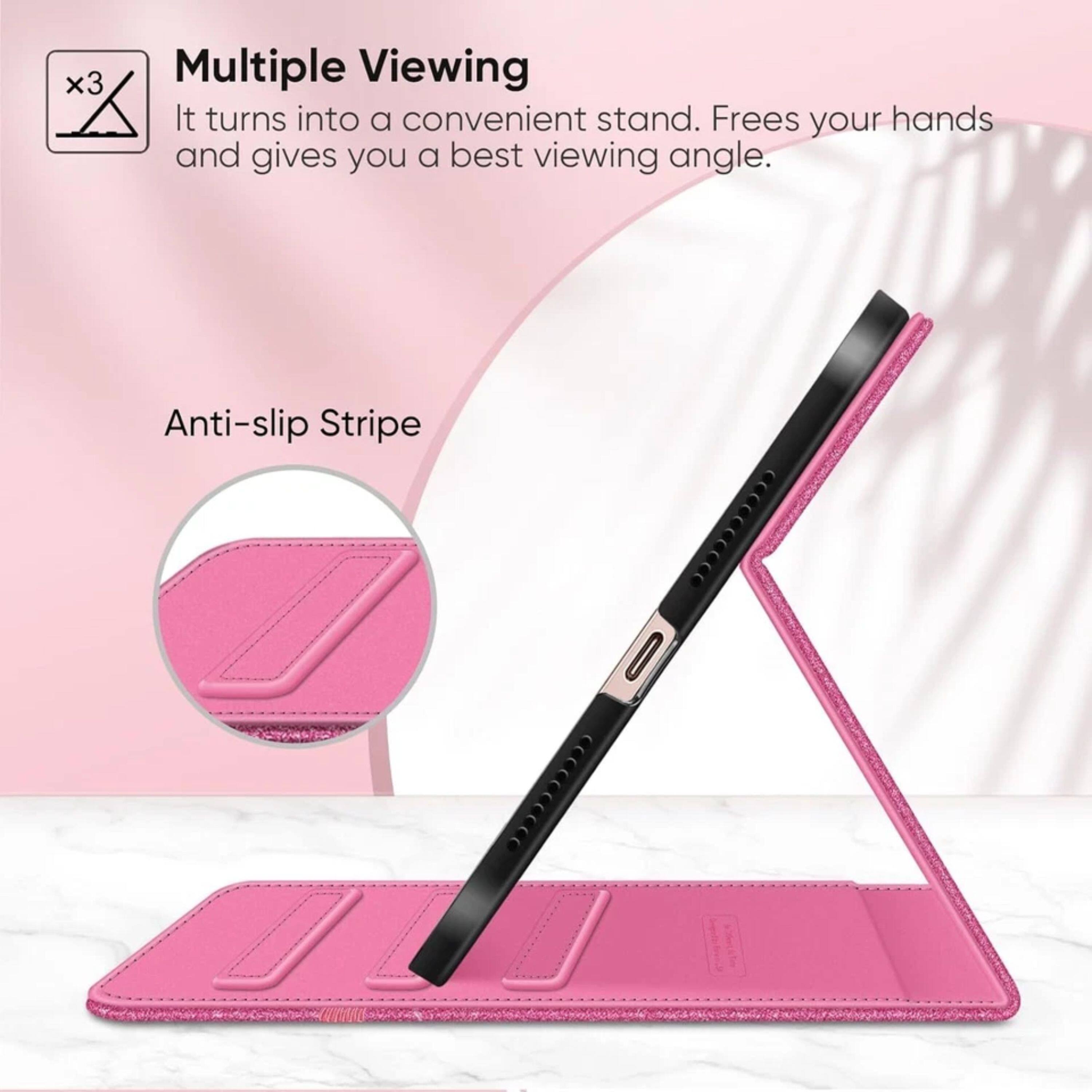 Multiple Viewing  
It turns into a convenient stand. Frees your hands and gives you a best viewing angle.  

Anti-slip Stripe
