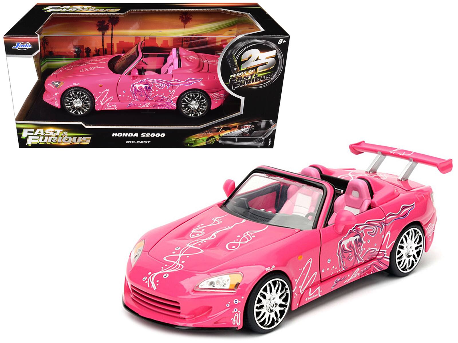Suki's 2001 Honda S2000 Convertible Pink "25 Years of Fast & Furious" "2 Fast 2 Furious" (2003) Movie 1/24 Model by Jada