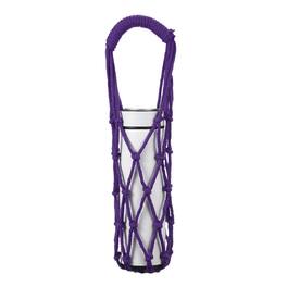 Unique Bargains - Crochet Water Bottle Carrier Bag, Handwoven Cotton Rope with Twisted Handle for Hiking Travel - Deep Purple