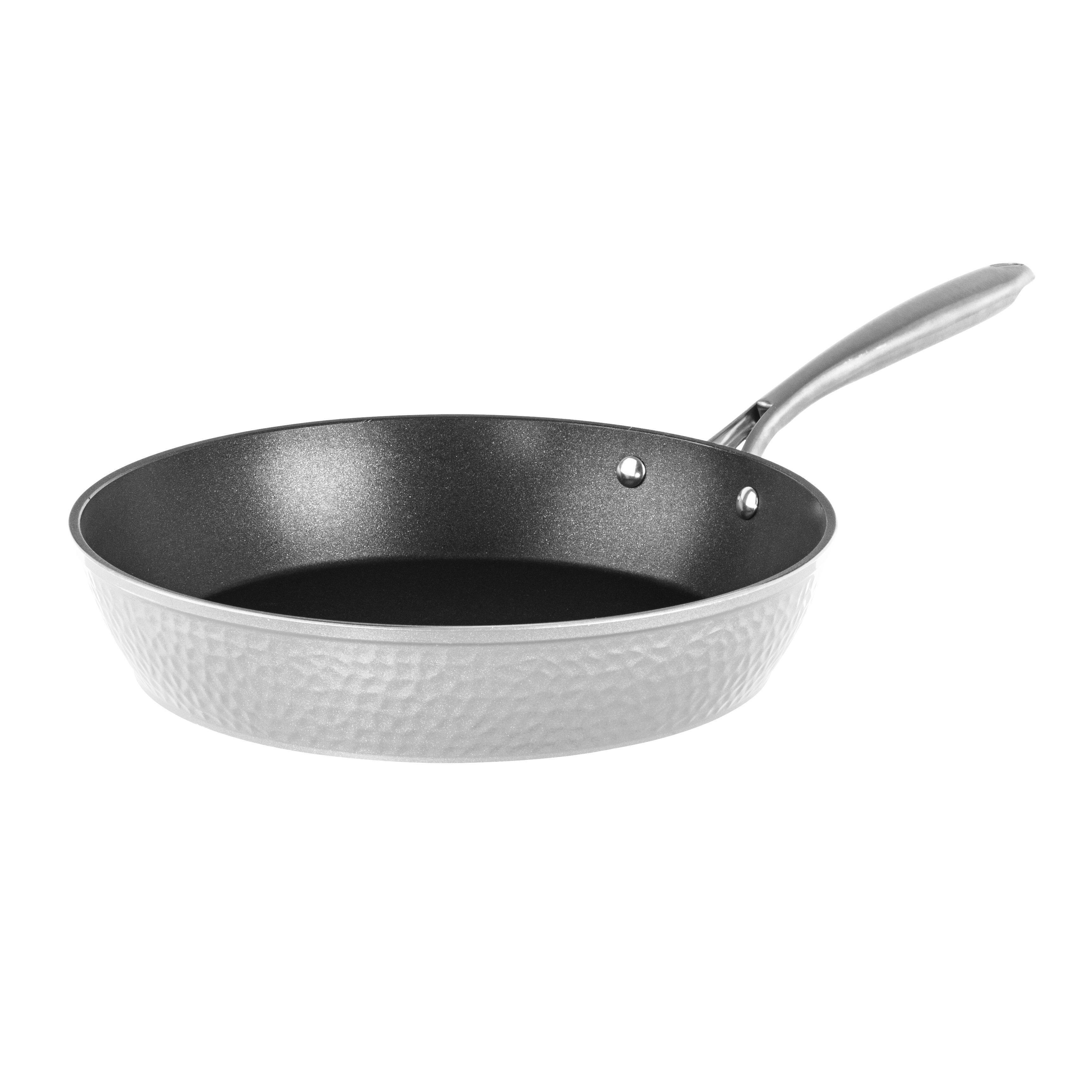 Alt View 2. Granitestone - Granitestone Charleston Collection Hammered 12'' White Aluminum Nonstick Fry Pan - White.