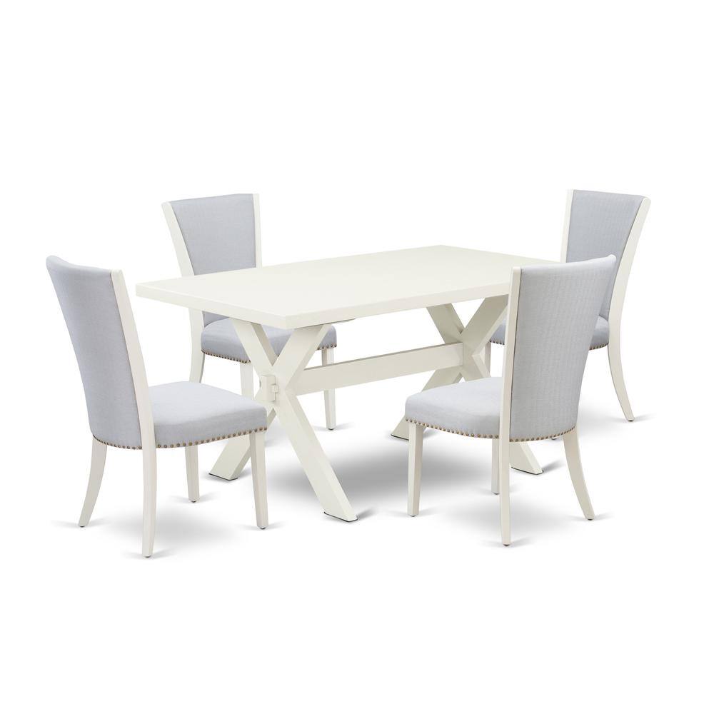 Left. East West Furniture - East West Furniture 5-Piece Dining Set Consists of 4 Dining Room Chairs with Upholstered Seat and Stylish - Multi-Color.