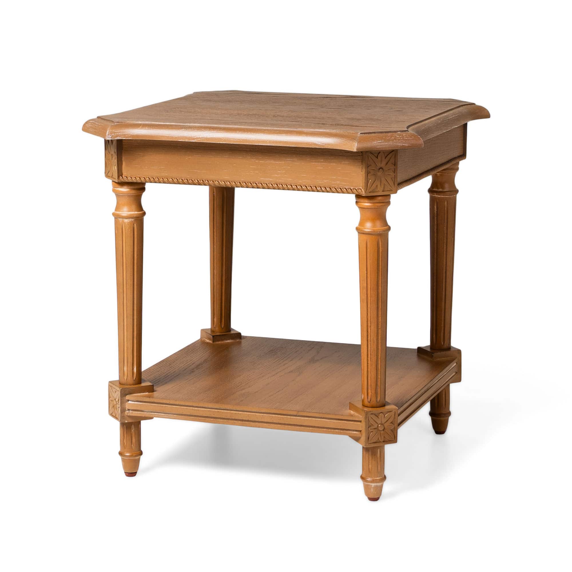 Maven Lane - Pullman Traditional Square Wooden Side Table, Finish - Antiqued Natural