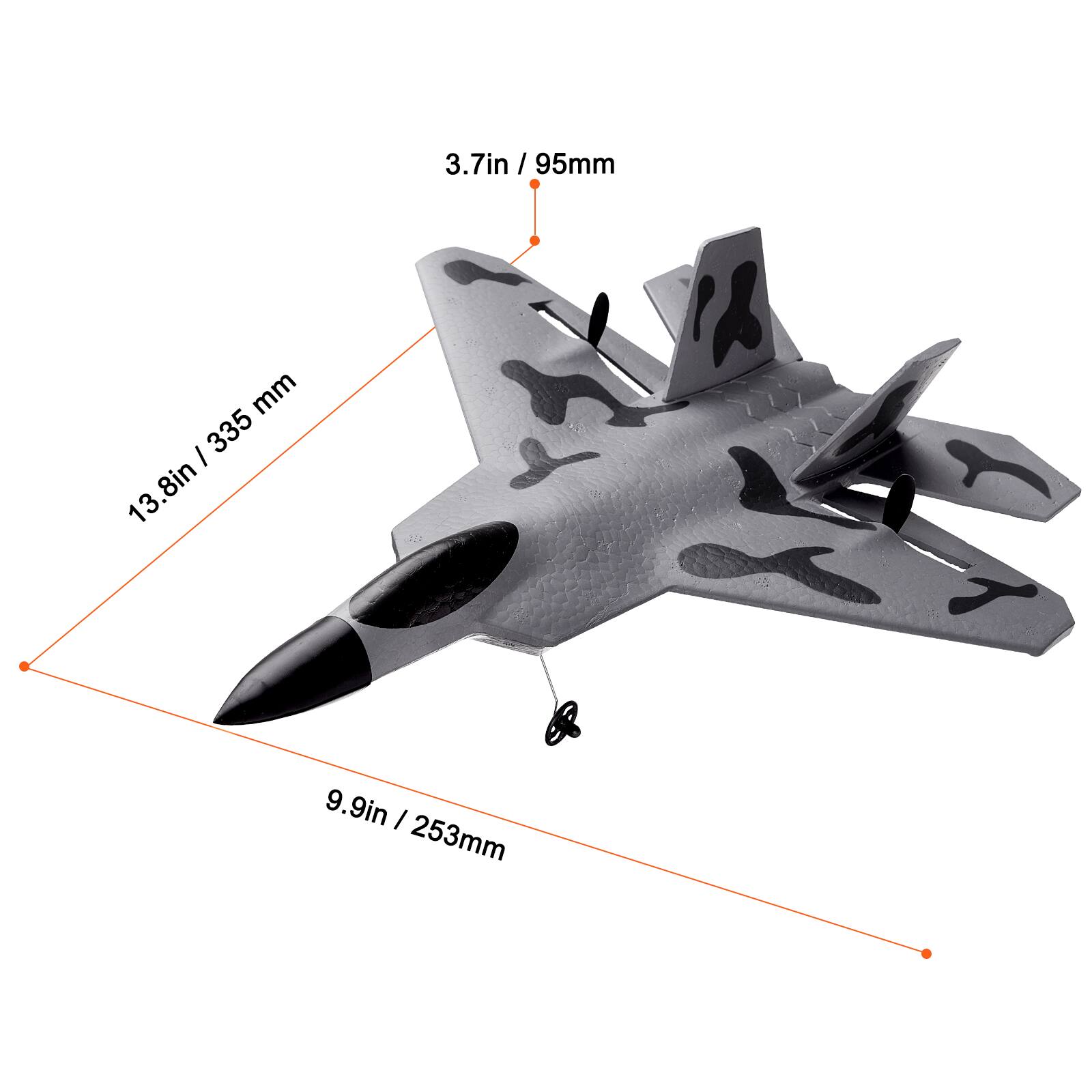 3.7in / 95mm  
13.8in / 335mm  
9.9in / 253mm