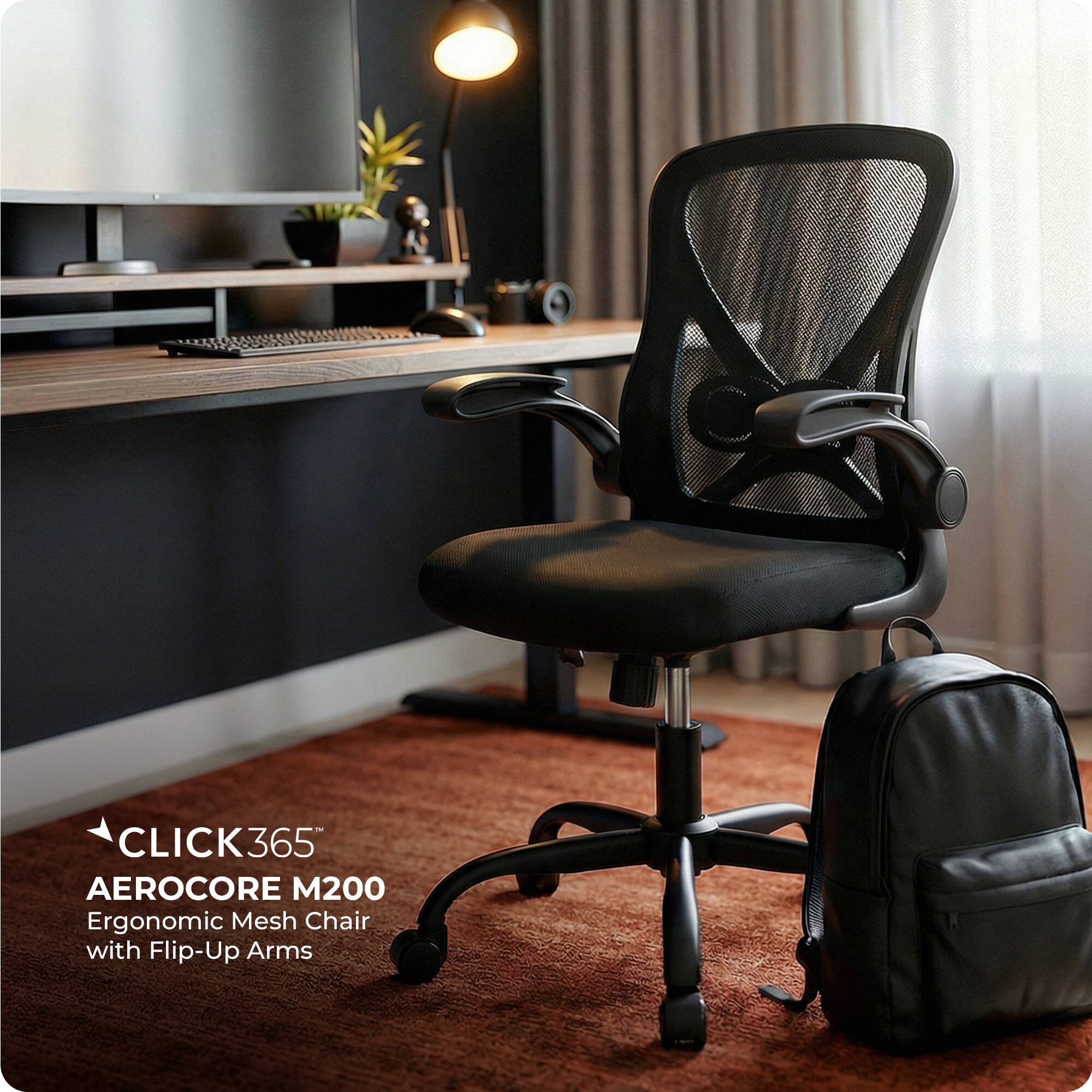 CLICK365  
AEROCORE M200  
Ergonomic Mesh Chair with Flip-Up Arms