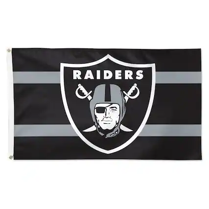 Front. WinCraft - Las Vegas Raiders 3' x 5' Horizontal Stripe 1-Sided Deluxe Flag - Multicolor.