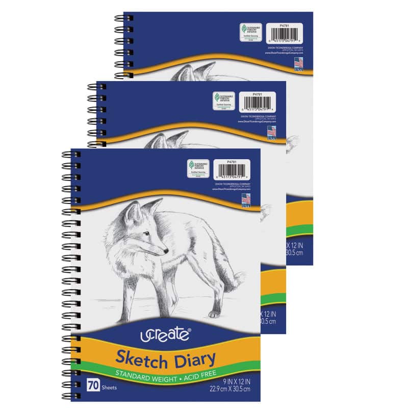 "uCreate - Sketch Diary, Standard Weight, 12"" x 9"", 70 Sheets, Pack of 3" price history on PriceWatchPro