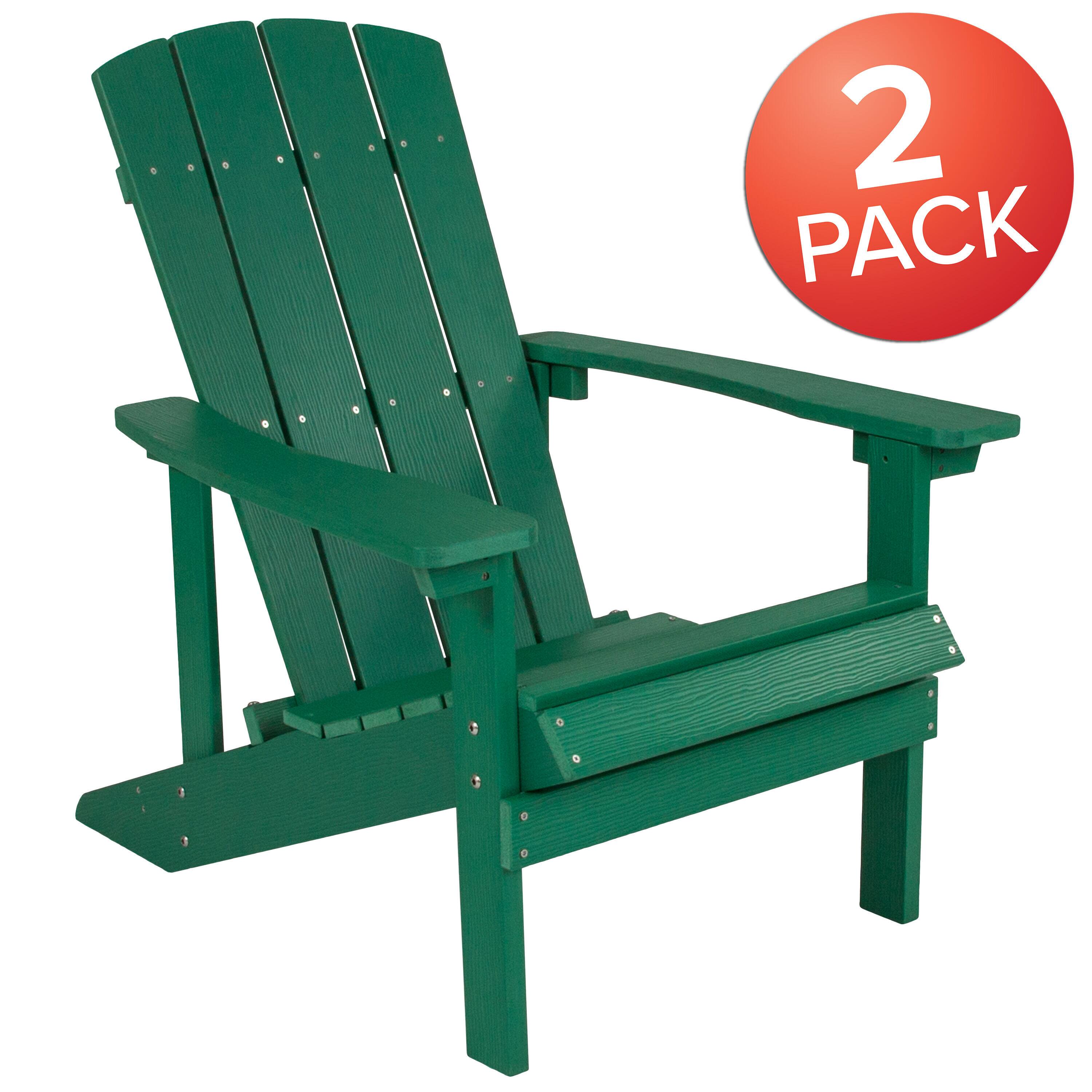Alt View 1. Emma + Oliver - 2 Pack Outdoor All-Weather Poly Resin Wood Adirondack Chairs - Green.