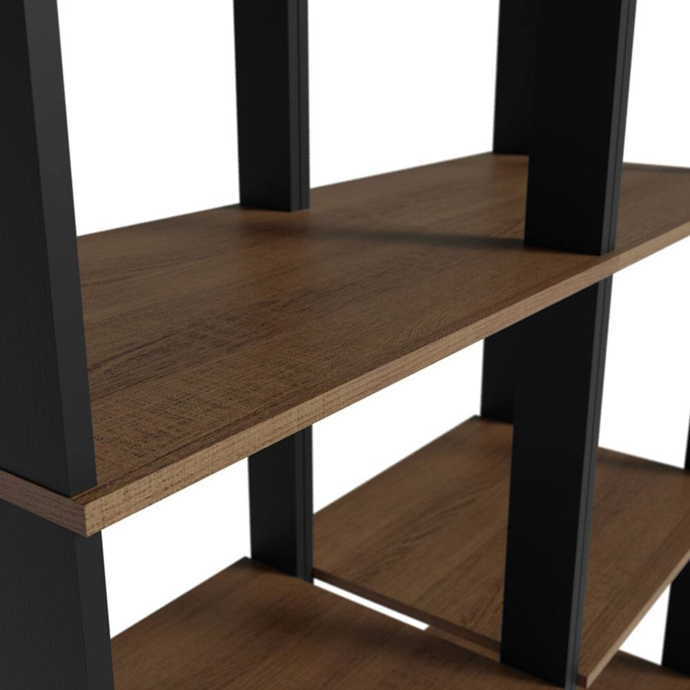 Alt View 5. Madesa - Madesa Wardrobe Clothes Storage Rack with 10 Open Shelves 47"L - Black/Brown - Rustic/Black.