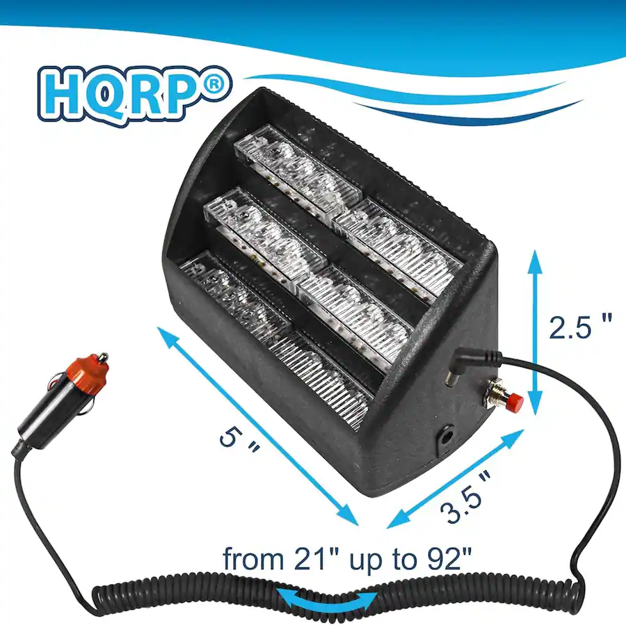 HQRP 18 LED Emergency Strobe Warning Light DC 12 V Plug In Windshield ...