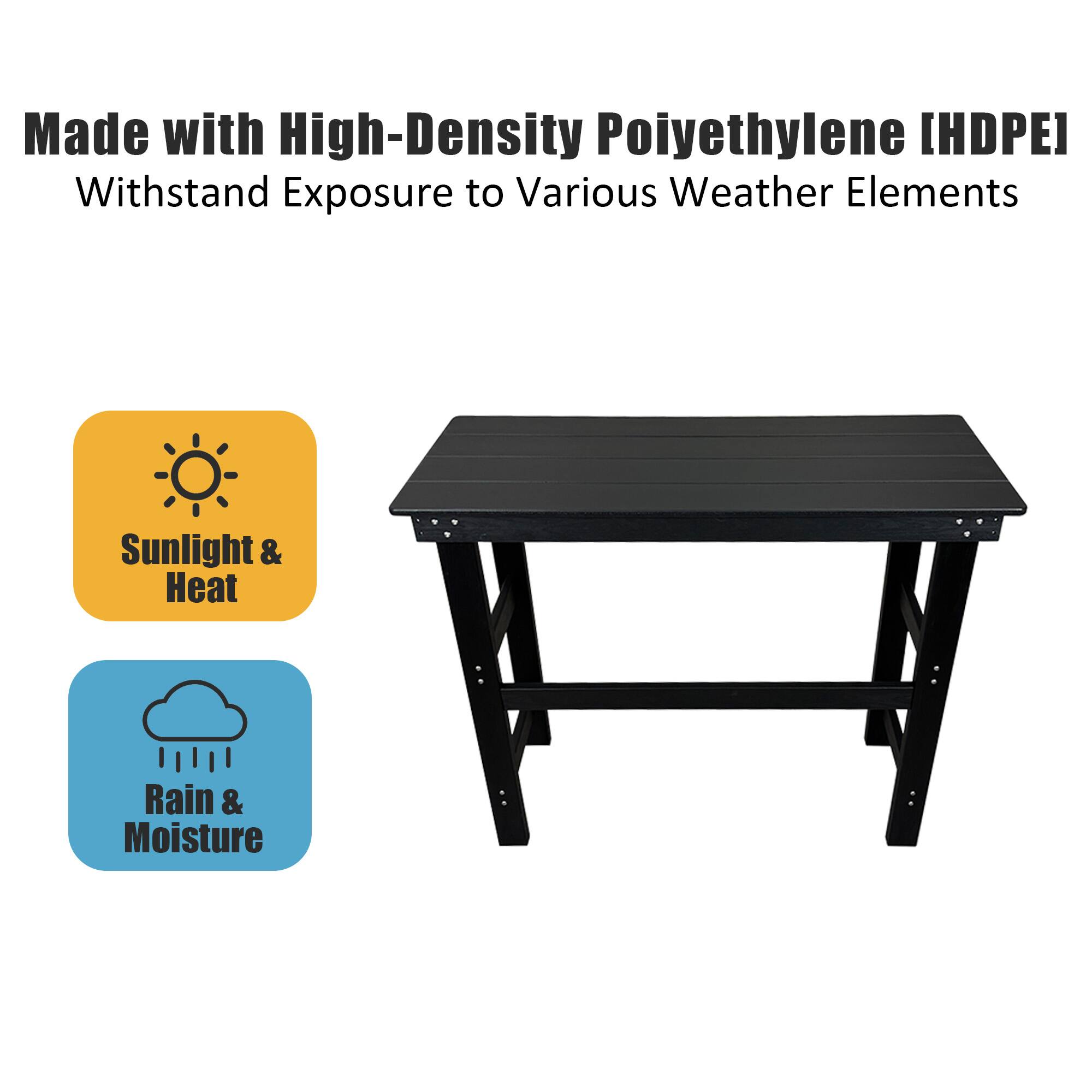Made with High-Density Polyethylene (HDPE)  
Withstand Exposure to Various Weather Elements  

Sunlight & Heat  
Rain & Moisture