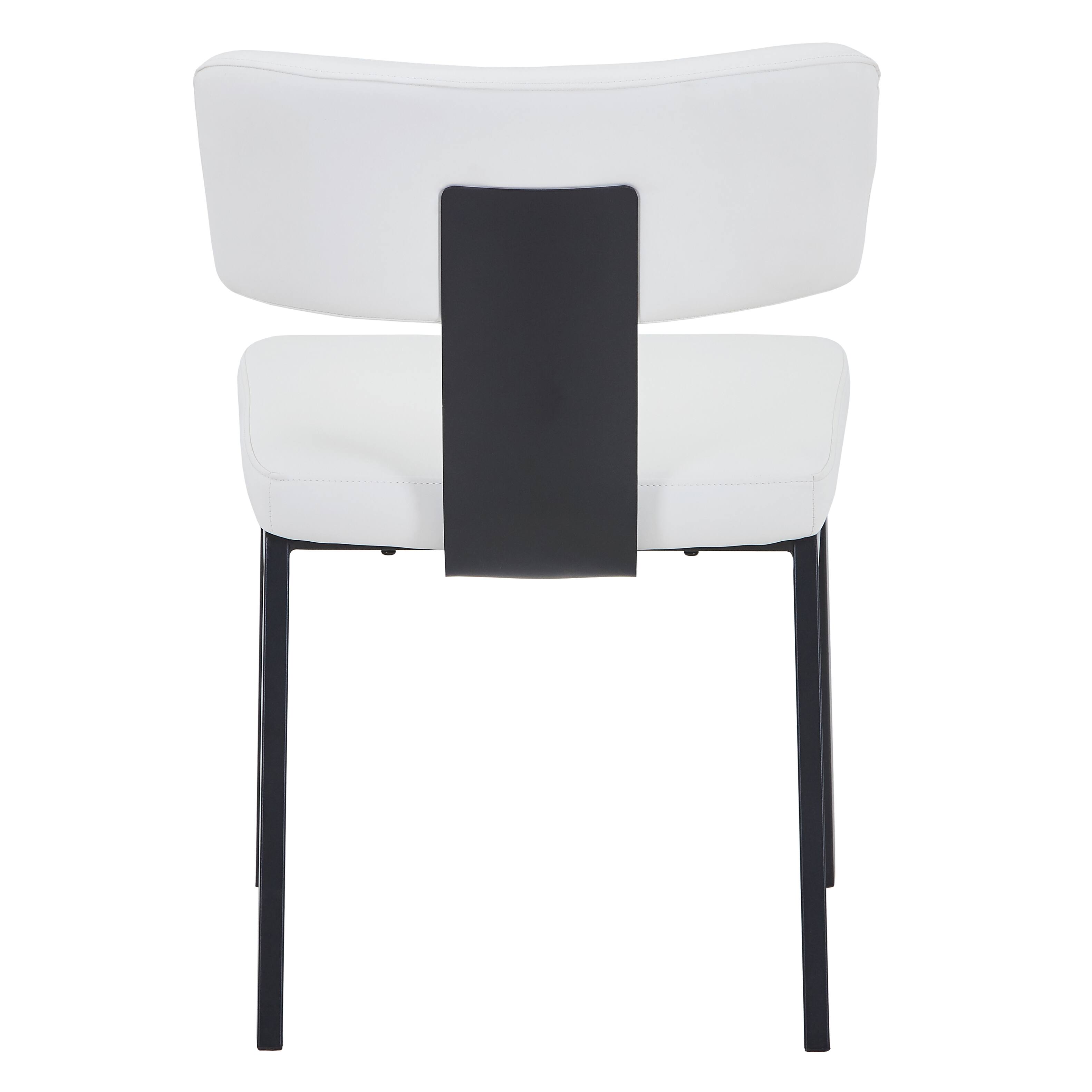 Alt View 4. LeisureMod - Teres Leather Dining Chair, Ergonomic Mid-Century Modern Kitchen Accent Chair, Steel Legs - White.