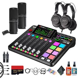 RODE - RODECaster Pro II + Headphones + Podcast Microphone + 64GB Micro SD + More (Bundle)