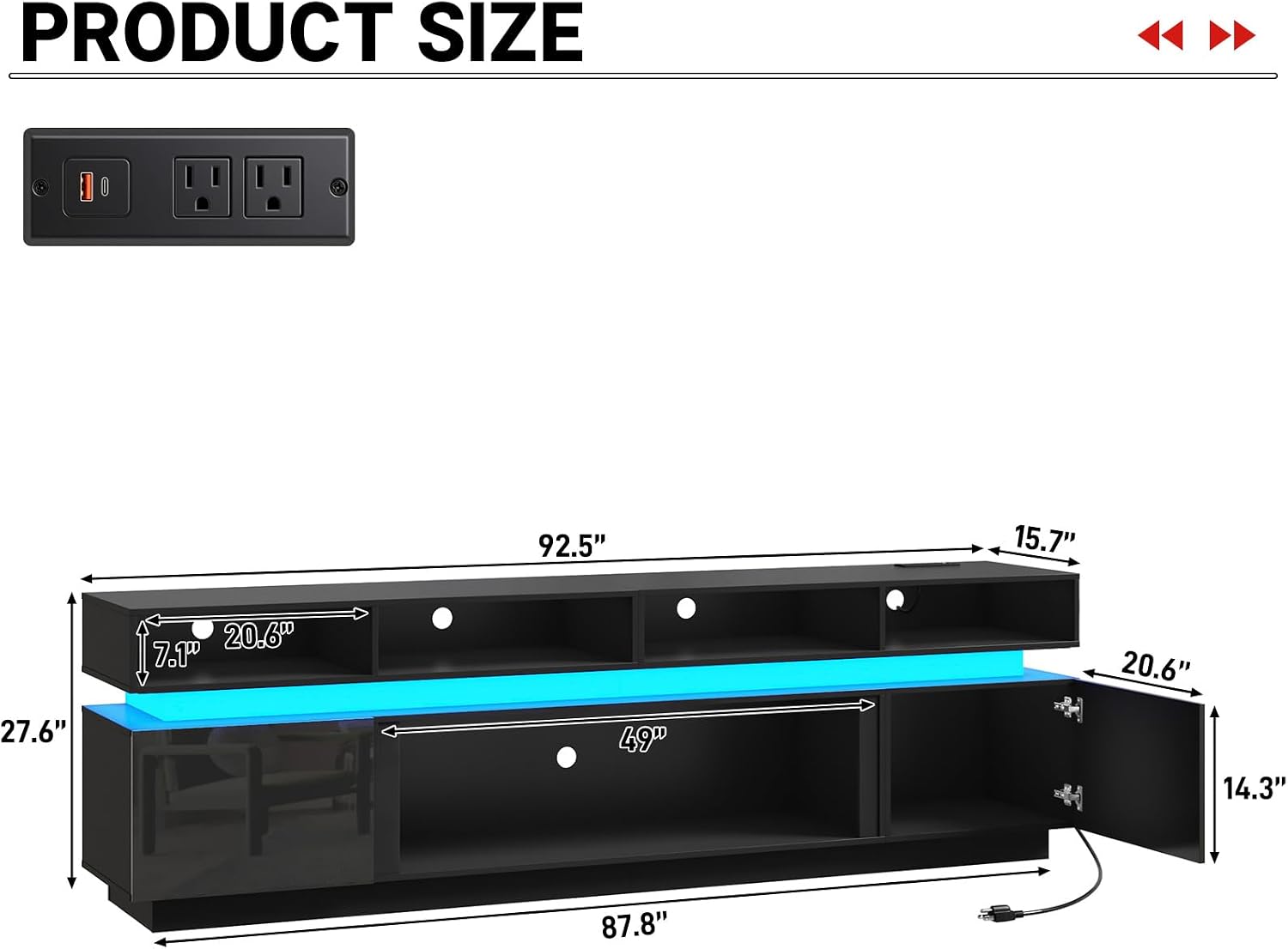 PRODUCT SIZE

92.5" x 15.7" x 20.6" x 7.1" x 20.6" x 27.6" x 49" x 14.3" x 87.8"