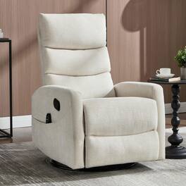 Kadyn - Heat Massage Recliner Chair, 8 Vibration Modes & Lumbar Heat, Rocker Swivel, Light - Beige